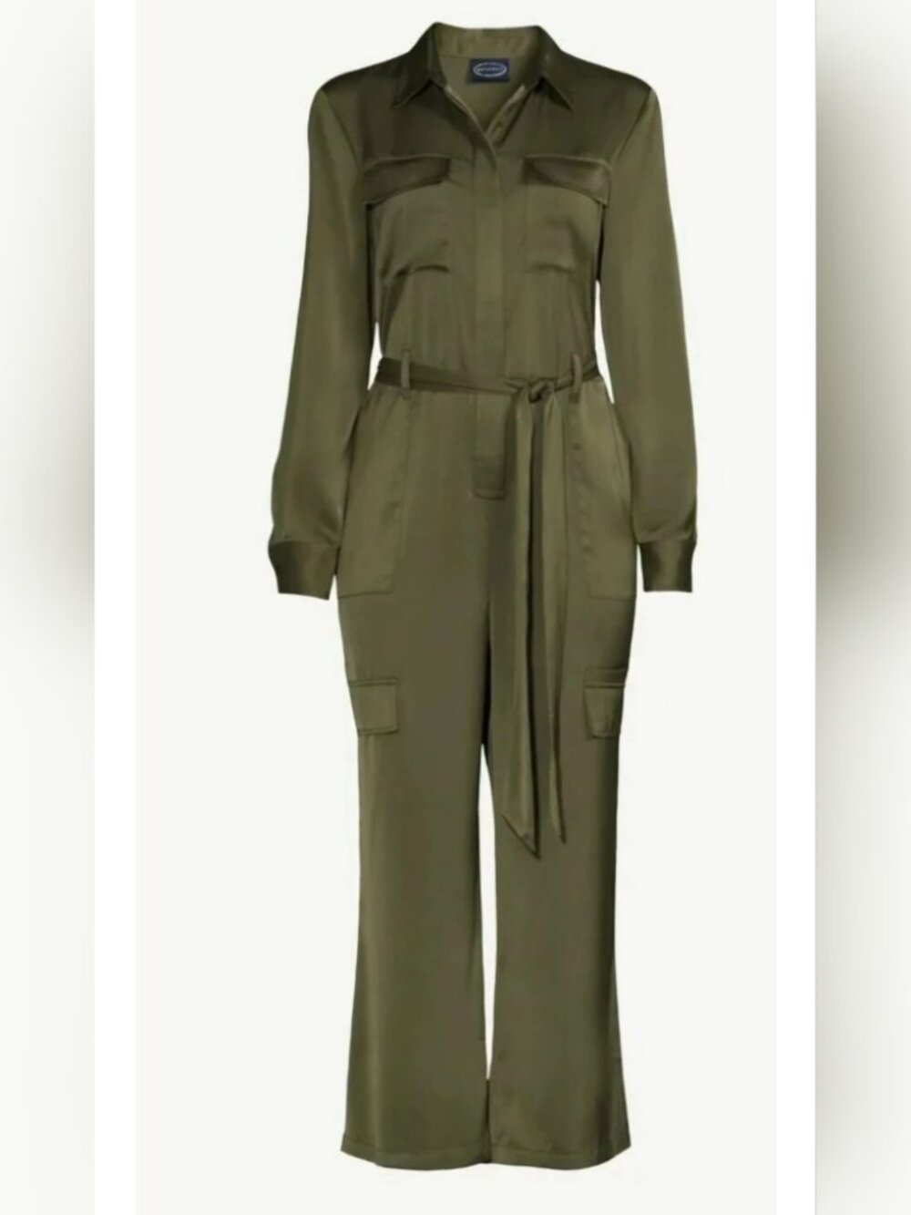 Scoop Women's Satin Jumpsuit with Wide Leg